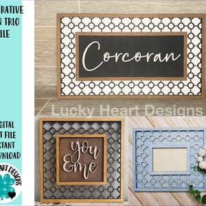 Decorative Sign Trio File SVG, Glowforge picture frame