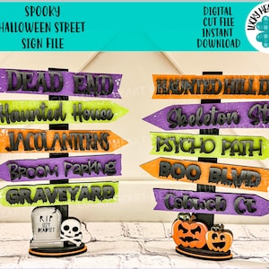 File dei segnali stradali di Halloween spettrale, Glowforge, LuckyHeartDesignsCo