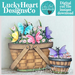 Butterfly Spring For The Flower Basket Interchangeable File SVG, TINY Butterflies Floral Flowers Tiered Tray Glowforge LuckyHeartDesignsCo