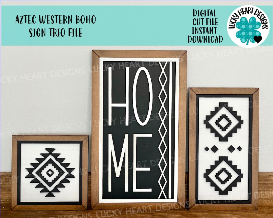 Azteekse westerse Boho teken Trio bestand SVG, Glowforge,  LuckyHeartDesignsCo - Etsy België, image size:1080x864