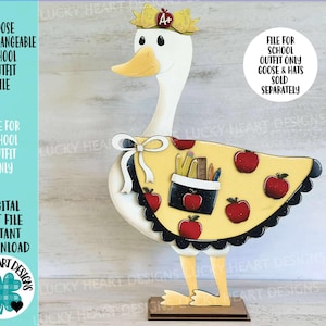 Chapéus de animais de ganso, arquivo de traje escolar intercambiável SVG, professor, presente, maçã, camisa lápis sazonal, feriado Glowforge LuckyHeartDesignsCo