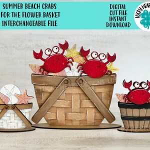 Zomer strand krabben voor de bloemenmand verwisselbaar bestand SVG, strand, schelpen, vakantie, gelaagde lade, Glowforge, LuckyHeartDesignsCo