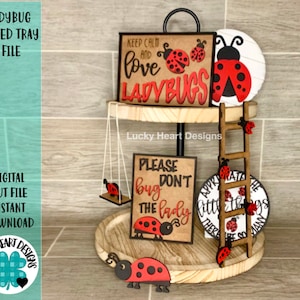 Ladybug Tiered Tray File SVG, Glowforge Tier Tray Estate