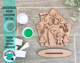 Gingerbread House Christmas Kids Kit File SVG, Glowforge, LuckyHeartDesignsCo