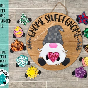 Gnome Sweet Gnome Interchangeable File SVG, Glowforge, LuckyHeartDesignsCo