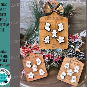 Planche à découper Cookie Famille Christmas Ornament File SVG, Glowforge, LuckyHeartDesignsCo