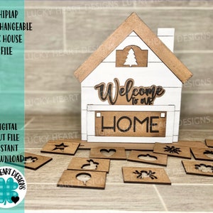 Shiplap Interchangeable Box House File SVG, Glowforge, LuckyHeartDesignsCo