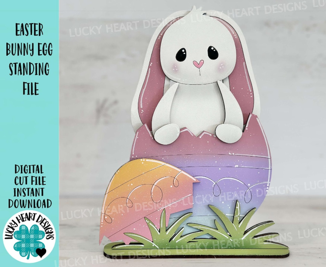 Easter Bunny Egg Standing File SVG, Glowforge, Carrot, Spring, Floppy ...