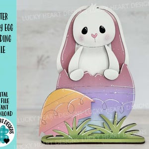Fichier permanent oeuf de lapin de Pâques SVG, Glowforge, carotte, printemps, oreille souple, ringard, chasse aux oeufs, LuckyHeartDesignsCo