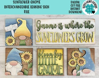 Sonnenblumenzwerg austauschbare lehnende Zeichendatei SVG, Blume, Herbst, Sommer, Frühling, abgestuftes Tablett Glowforge, LuckyHeartDesignsCo