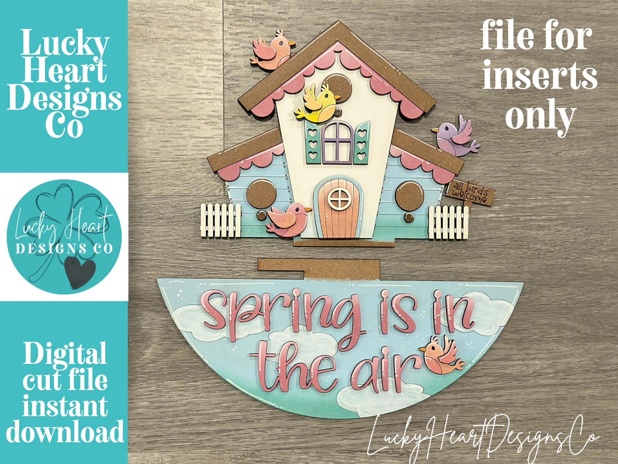 Spring Bird Holiday Door Sign Interchangeable File, SVG Birdhouse ...