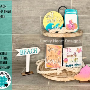 Beach Tiered Tray File SVG, Glowforge Tier Tray Decor