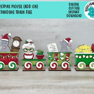 Tren de pie de ratón de Navidad AGREGAR EN Archivo de coches SVG, Sra. Claus, Era la noche anterior, Pan de jengibre, Glowforge, LuckyHeartDesignsCo