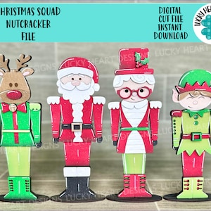 Archivo Cascanueces del Escuadrón de Navidad SVG, Cuenta atrás, Bandeja escalonada, Glowforge Santa, Rudolph, Elfo, Vacaciones, LuckyHeartDesignsCo