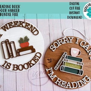 Reading Book Door Hanger Bundle File SVG, Library, Glowforge, LuckyHeartDesignsCo