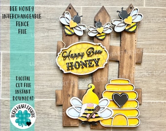 Bee Honey Interchangeable Fence File SVG, Glowforge, LuckyHeartDesignsCo