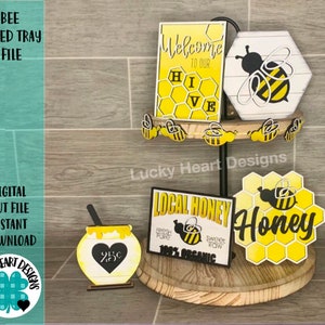 Bee Tiered Tray File SVG, Glowforge, Honey Tier Tray, Lucky Heart Designs