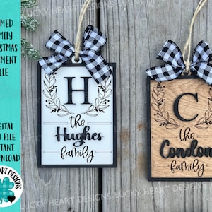 Framed Family Initial Christmas Ornament File SVG, Glowforge, Wedding Gift Tag, Keychain Tag , LuckyHeartDesignsCo