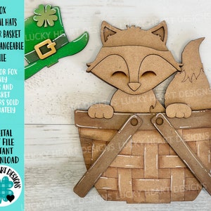 Renard animaux chapeaux panier de fleurs fichier interchangeable SVG, zoo de la ferme Noël, automne, Halloween, plateau à plusieurs niveaux, Glowforge, LuckyHeartDesignsCo