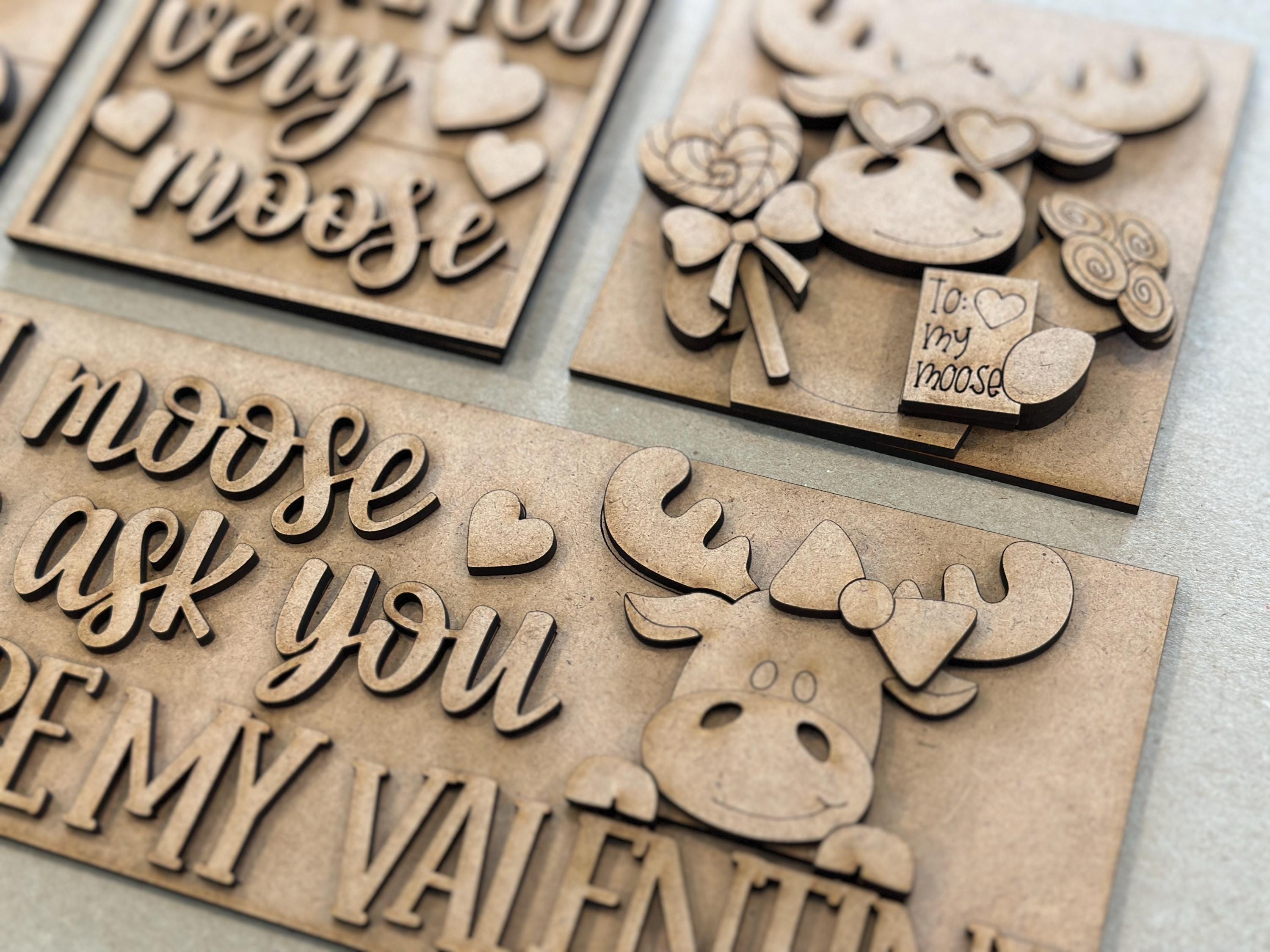Moose Valentine Interchangeable Leaning Sign File SVG, Love, Woodland ...