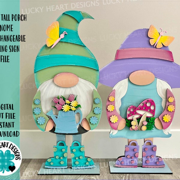 Spring Hat add on Tall Porch Interchangeable Leaning Sign Gnome File SVG, Glowforge Spring, LuckyHeartDesignsCo