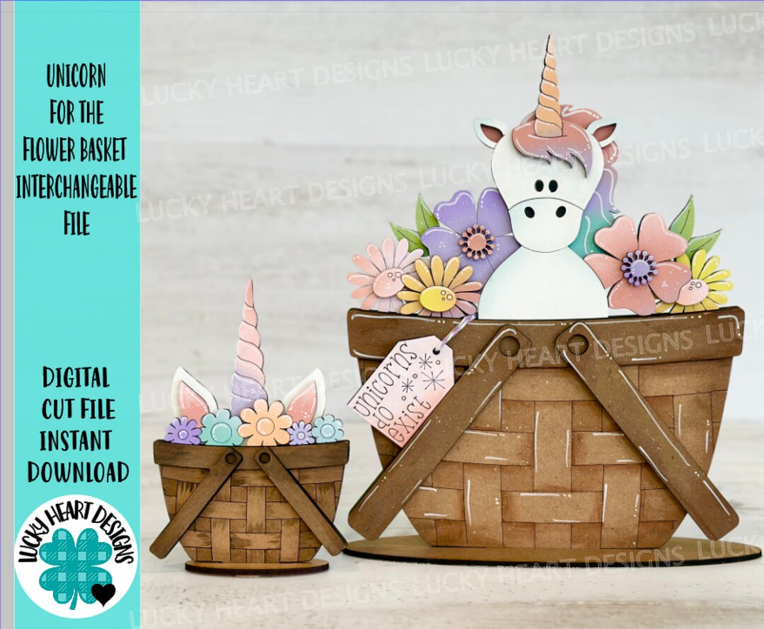 Unicorn for the Flower Basket Interchangeable File SVG, Floral, Flowers ...
