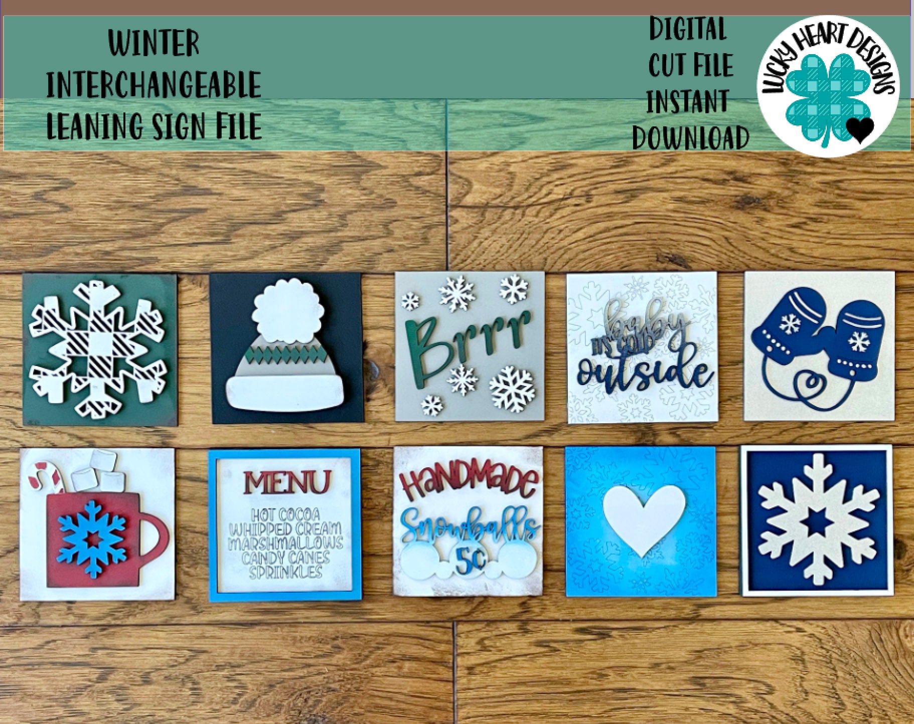 Winter Interchangeable Leaning Sign File SVG, Tiered Tray Glowforge, …