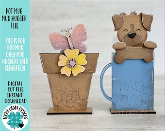 Pot Mug Hugger Holder File SVG,  Glowforge, Pot and Mug ONLY, Holiday, Christmas Seasonal, LuckyHeartDesignsCo