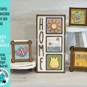 MINI Frames Backers austauschbare lehnende Zeichendatei SVG, abgestuftes Tablett Glowforge, LuckyHeartDesignsCo Base Base