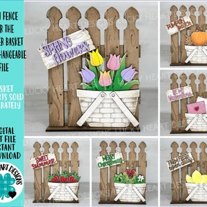 KLEINE hek voor de bloemenmand verwisselbaar bestand SVG, seizoensgebonden, vakantie, bloem, bloemen, gelaagde lade, Glowforge, LuckyHeartDesignsCo