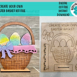 Crie seu próprio kit de cesta de Páscoa em arquivo SVG, placa de Páscoa Glowforge, LuckyHeartDesignsCo
