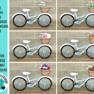 Fiets voor de kleine bloemenmand verwisselbaar bestand SVG, seizoensgebonden, vakantie, Kerstmis, herfst, Glowforge, LuckyHeartDesignsCo