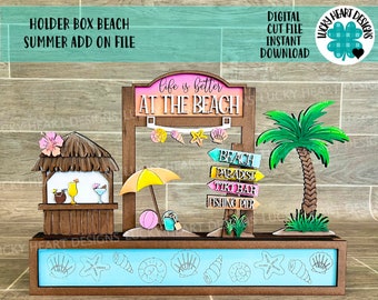 Holder Box Beach Summer Add On File SVG, Glowforge, LuckyHeartDesignsCo