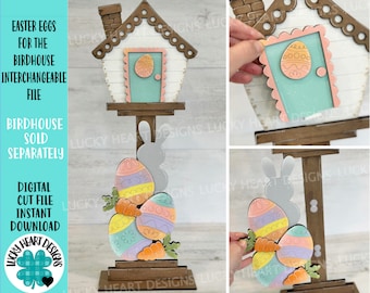 Easter Eggs for the Birdhouse Interchangeable File SVG, Spring, Bunny Carrot Seasonal, Holiday Shapes, Glowforge, Laser, LuckyHeartDesignsCo