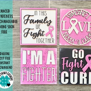 Cancer Awareness Interchangeable Leaning Sign File SVG, Fundraiser Glowforge, LuckyHeartDesignsCo