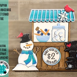 Snowman Interchangeable Market Stand File SVG, Glowforge Winter, LuckyHeartDesignsCo