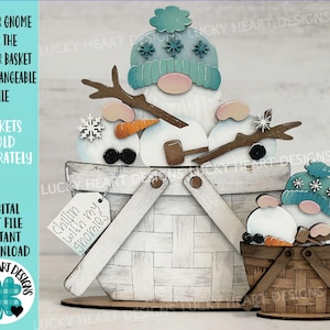 Winterkabouter voor de bloemenmand verwisselbaar bestand SVG, TINY, sneeuwpop, vakantie, kerst gelaagde lade, Glowforge, LuckyHeartDesignsCo