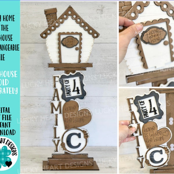 Familie Haus für das Vogelhaus austauschbare Datei SVG, Party, Initialen, Hochzeit Glowforge Sommer, saisonal, Urlaub, LuckyHeartDesignsCo