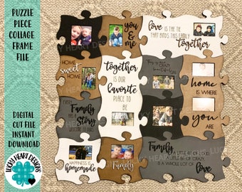 Puzzle Piece Collage Frame File SVG, Glowforge Picture frame