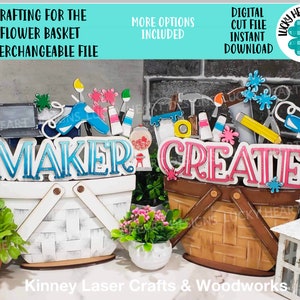 Crafting voor de bloemenmand verwisselbaar bestand SVG, Maker, maken, gelaagde lade, Glowforge, LuckyHeartDesignsCo
