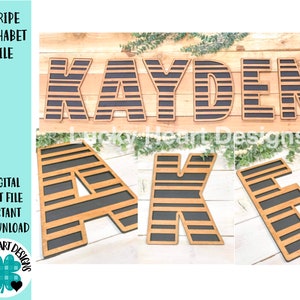 Stripe Alphabet File SVG, Glowforge Letters