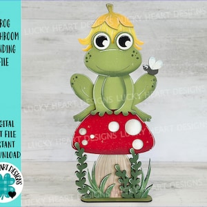 Grenouille champignon debout fichier SVG, Glowforge, printemps, été, LuckyHeartDesignsCo