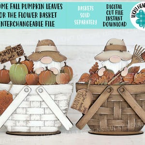 Gnome autunno foglie di zucca per il cesto di fiori file intercambiabili SVG, vassoio a strati autunnale, Glowforge, LuckyHeartDesignsCo