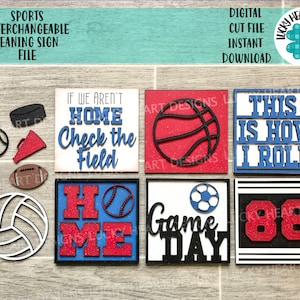 Sports Interchangeable Leaning Sign File SVG, Tiered Tray Glowforge, LuckyHeartDesignsCo