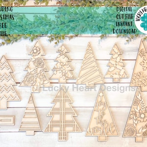 Standing Christmas Tree File SVG, Glowforge Holiday decor, LuckyHeartDesignsCo