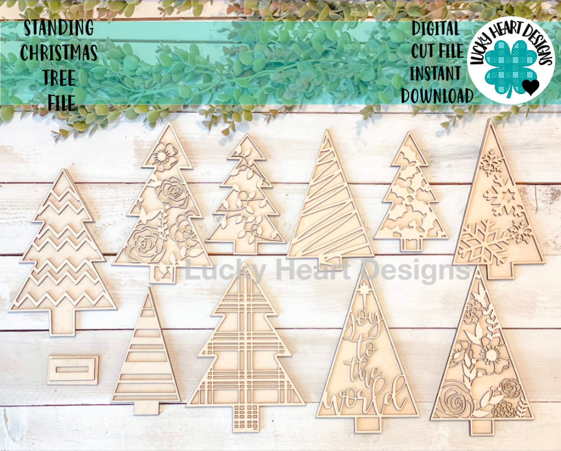 Standing Christmas Tree File SVG, Glowforge Holiday decor, LuckyHeart…