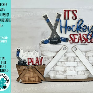 Het is hockeyseizoen voor de bloemenmand verwisselbaar bestand SVG, TINY, sport, puck, gelaagde lade herfst, Glowforge, LuckyHeartDesignsCo