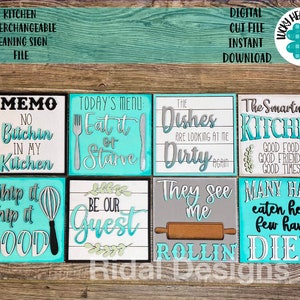 Kitchen Interchangeable Leaning Sign File SVG, Glowforge Tiered Tray, LuckyHeartDesignsCo