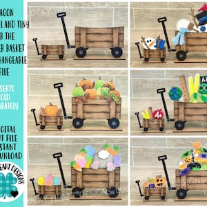 Wagon (origineel en KLEIN) voor de bloemenmand verwisselbaar bestand SVG, vaas, bloem, bloemen, gelaagde lade, Glowforge, LuckyHeartDesignsCo
