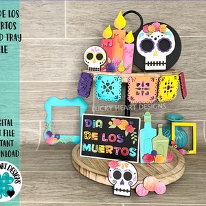 死者の日 ティアードトレイ ファイル SVG、死者の日のサイン、Glowforge、LuckyHeartDesignsCo